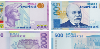 Noi denumiri pentru 500 Lekë și pentru 2000 Lekë în circulație