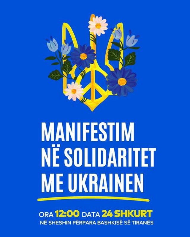 Manifestare de solidaritate cu Ucraina, la Tirana