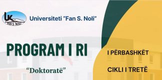 Universitatea „Fan S. Noli” din Corcea lansează un nou program de doctorat